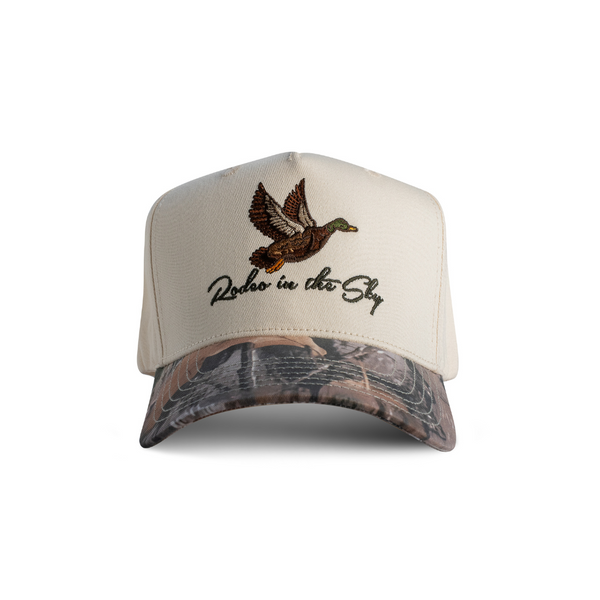 Sequin Flying Duck Embroidered Trucker Cap - Cream Wholesale sequin duck patch for your store main image 3