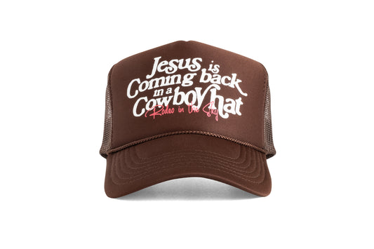 Jesus Is Coming Back Trucker - Brown Pink